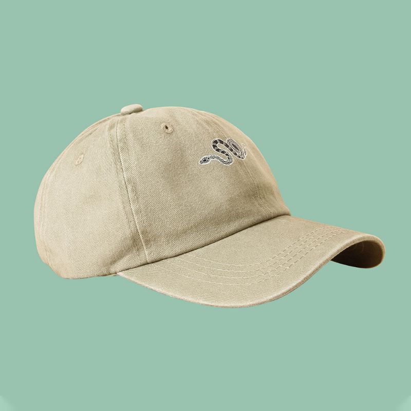 Casquette De Baseball Unisexe En Coton Lavé Motif Serpent Impression Été Extérieur Décontracté Chapeau De Soleil