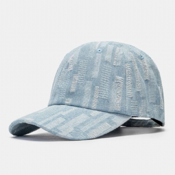 Casquette De Baseball Unisexe En Denim Délavé Ajustable Avec Pare-soleil Rétro