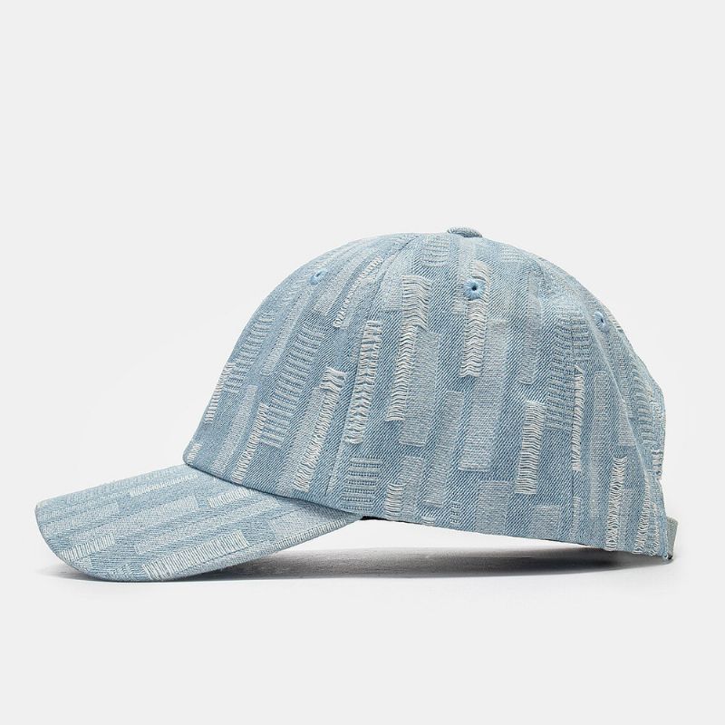 Casquette De Baseball Unisexe En Denim Délavé Ajustable Avec Pare-soleil Rétro