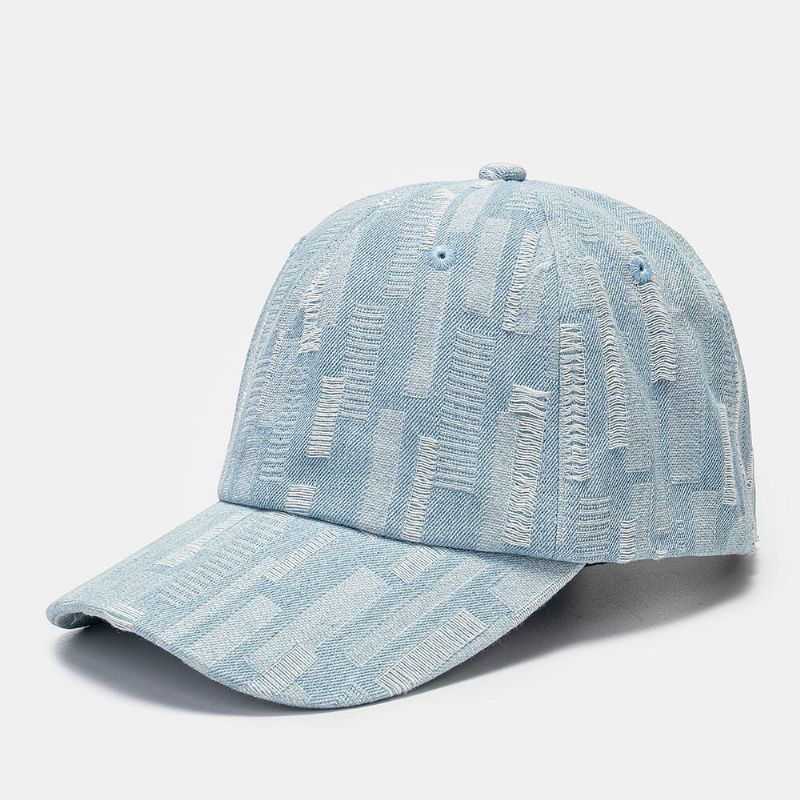 Casquette De Baseball Unisexe En Denim Délavé Ajustable Avec Pare-soleil Rétro