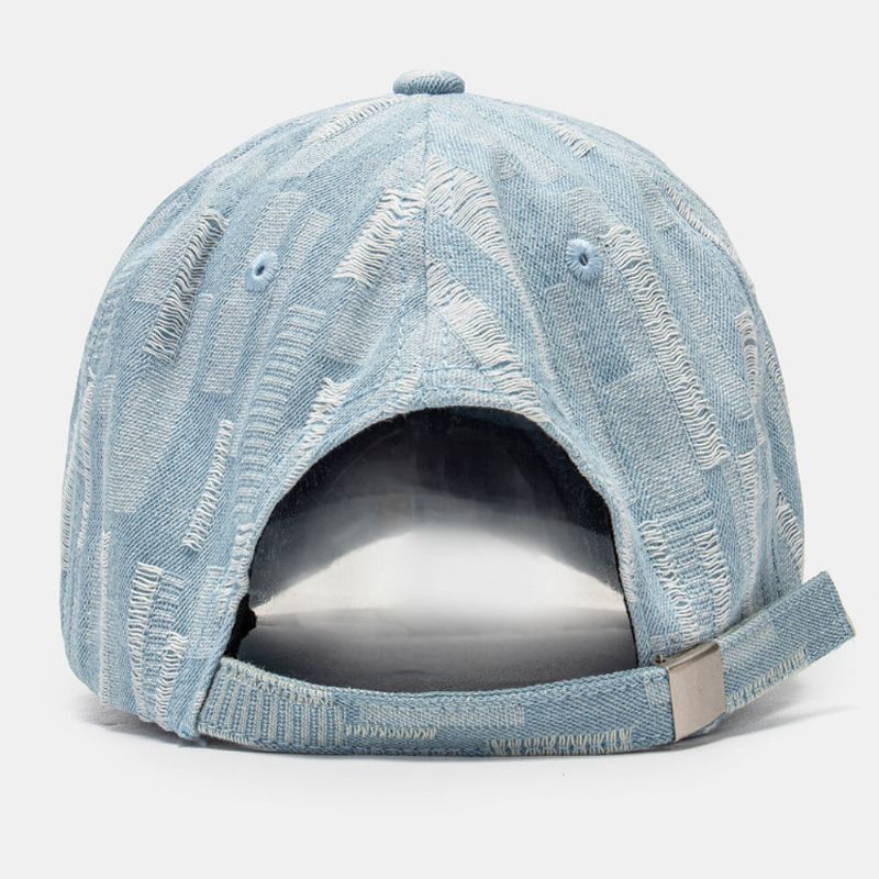 Casquette De Baseball Unisexe En Denim Délavé Ajustable Avec Pare-soleil Rétro