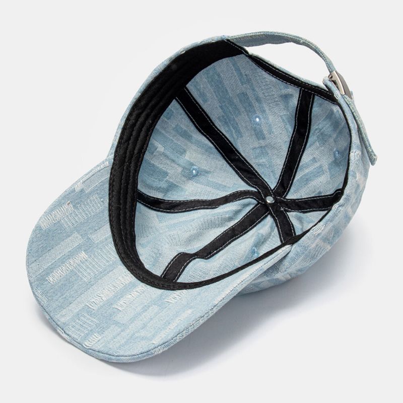 Casquette De Baseball Unisexe En Denim Délavé Ajustable Avec Pare-soleil Rétro