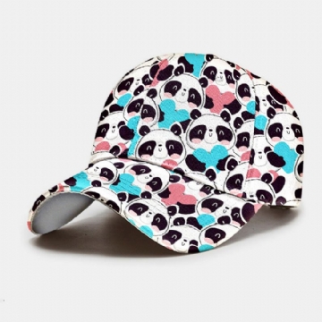 Casquette De Baseball Unisexe Polyester Coton Overlay Panda Love Pattern Imprimer Réglable Mode Casquette De Baseball