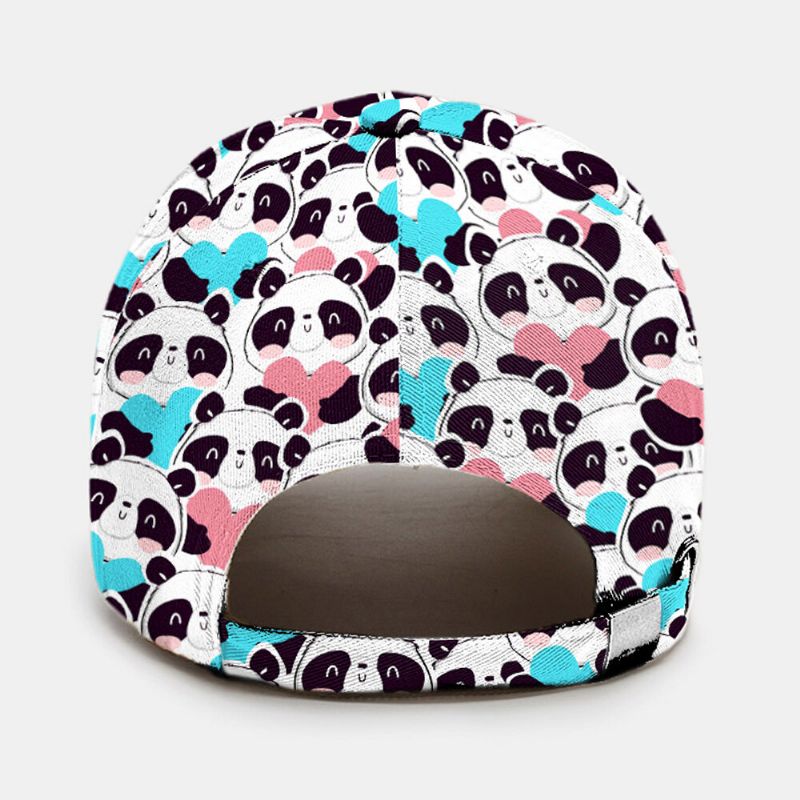 Casquette De Baseball Unisexe Polyester Coton Overlay Panda Love Pattern Imprimer Réglable Mode Casquette De Baseball