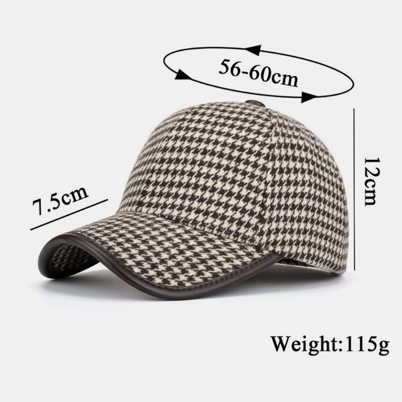 Casquette De Baseball Unisexe En Polyester Motif Pied-de-poule British Retro Summer Sunshade Hat Réglable