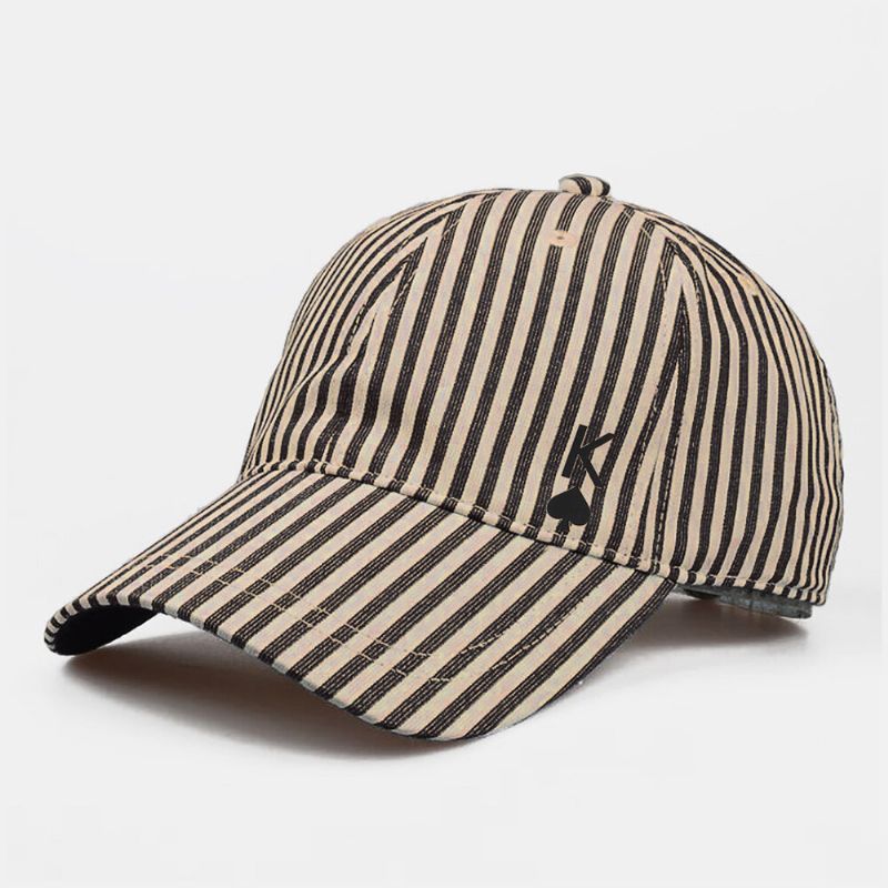 Casquette De Baseball Unisexe Rayée À Motif De Poker À Bord Incurvé Décontracté Sauvage Réglable Pare-soleil Chapeau Chapeau De Soleil