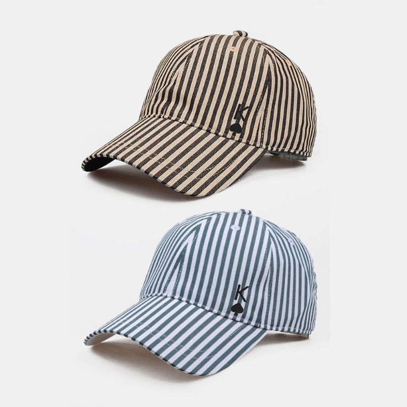 Casquette De Baseball Unisexe Rayée À Motif De Poker À Bord Incurvé Décontracté Sauvage Réglable Pare-soleil Chapeau Chapeau De Soleil