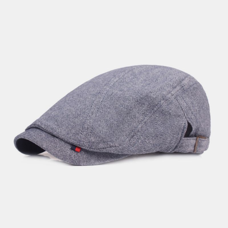 Casquette Béret En Coton Pour Hommes Couleur Unie Réglable Wild Forward Hat Flat Cap