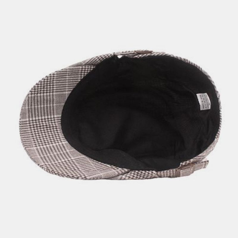 Casquette Béret En Coton Pour Hommes Motif À Carreaux Casual Wild Forward Hat Flat Cap