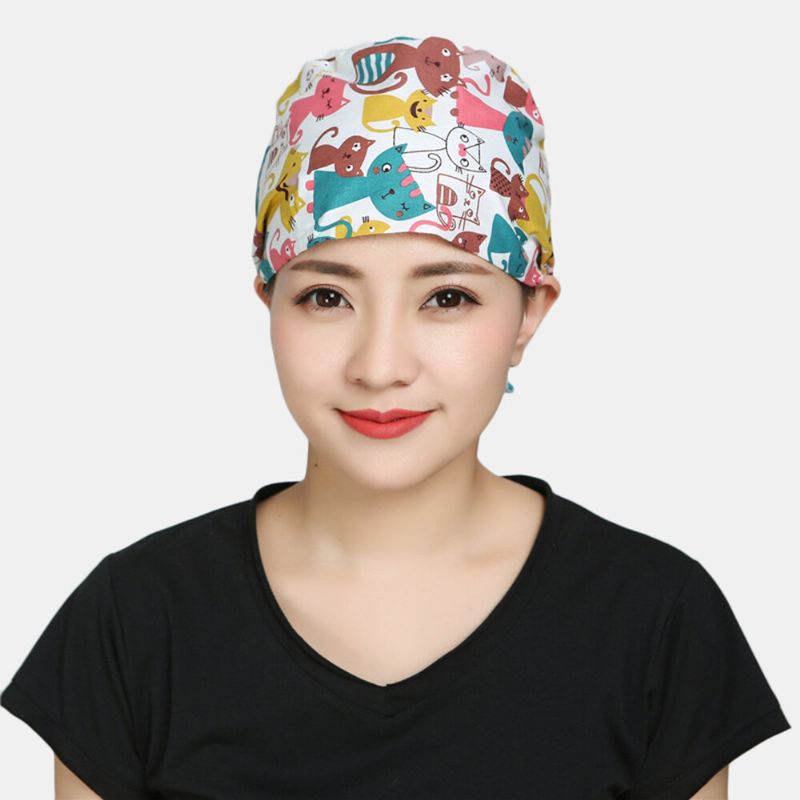 Casquette Chirurgicale Scrub Caps Chapeau D'esthéticienne Imprimé En Coton Anti-poussière