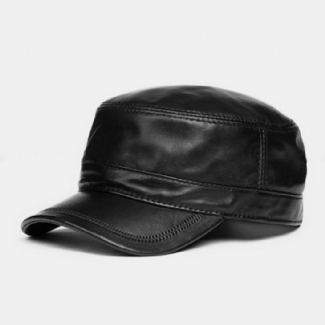 Casquette Militaire En Cuir Souple À Une Couche Pour Hommes