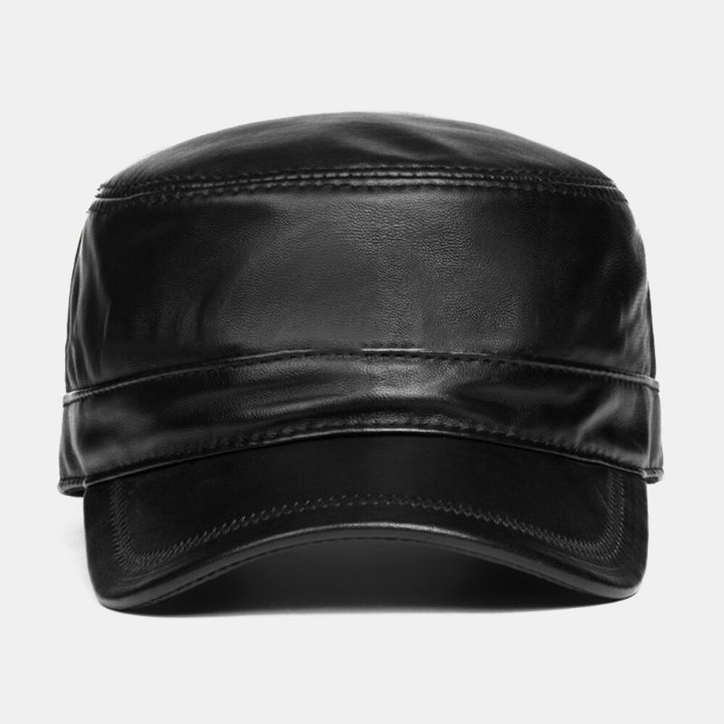 Casquette Militaire En Cuir Souple À Une Couche Pour Hommes