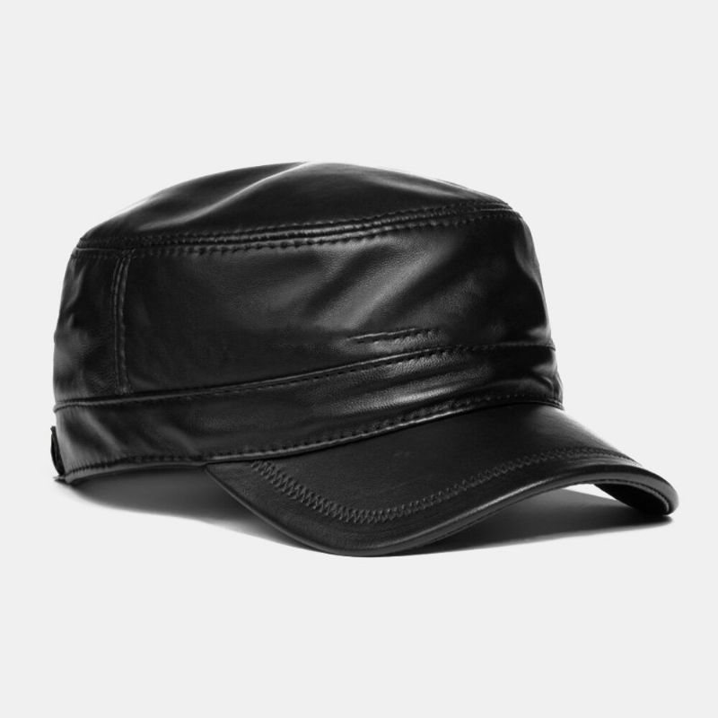 Casquette Militaire En Cuir Souple À Une Couche Pour Hommes