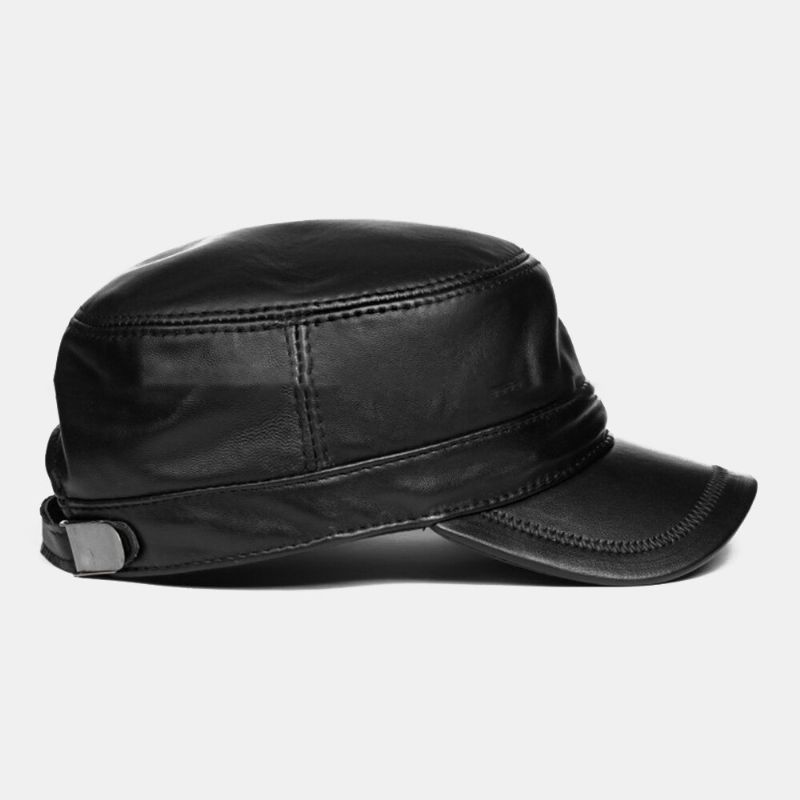 Casquette Militaire En Cuir Souple À Une Couche Pour Hommes