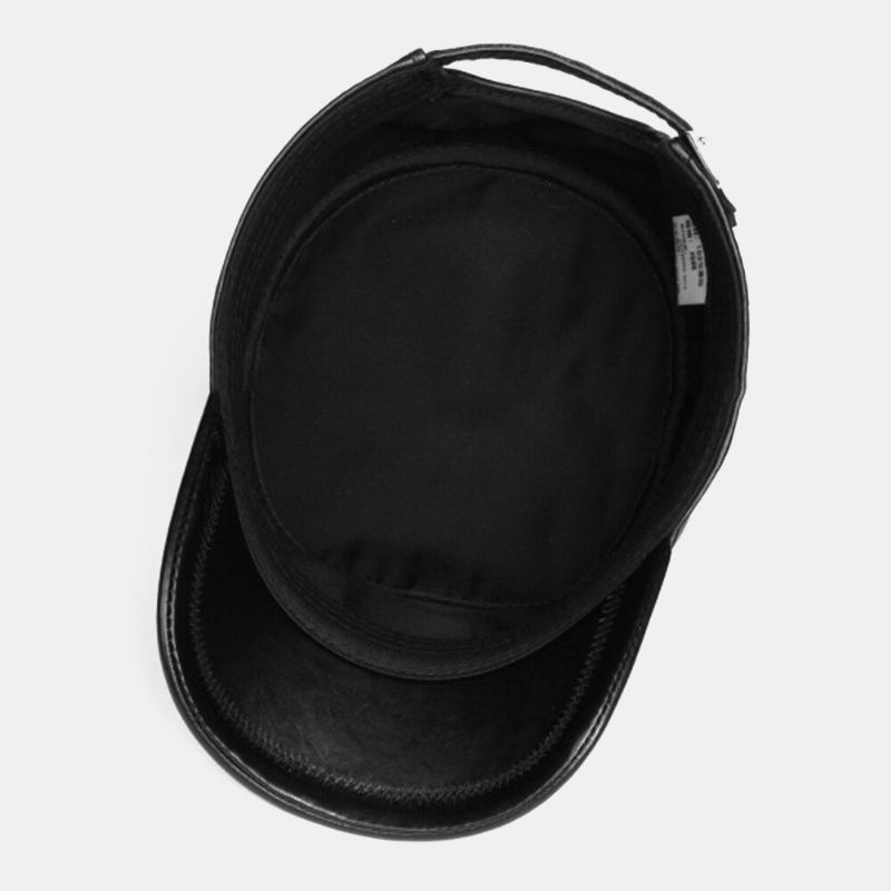 Casquette Militaire En Cuir Souple À Une Couche Pour Hommes