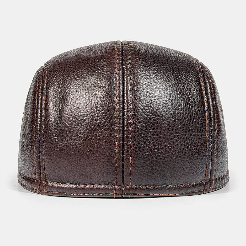 Casquette Plate Pour Hommes En Cuir De Vachette De Première Couche