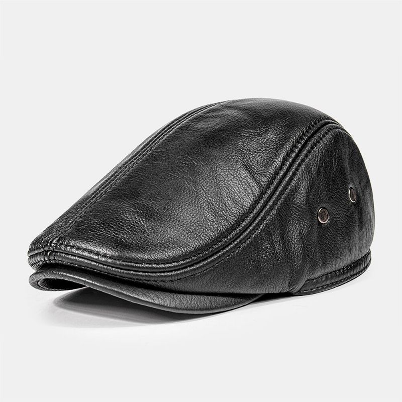 Casquette Plate Pour Hommes En Cuir De Vachette De Première Couche