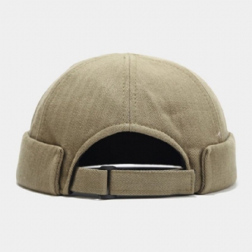 Casquette De Propriétaire Unisexe Coton Couleur Unie Rayures À Chevrons Dôme Personnalité Bonnet Sans Bord Chapeau De Marin Casquette De Crâne