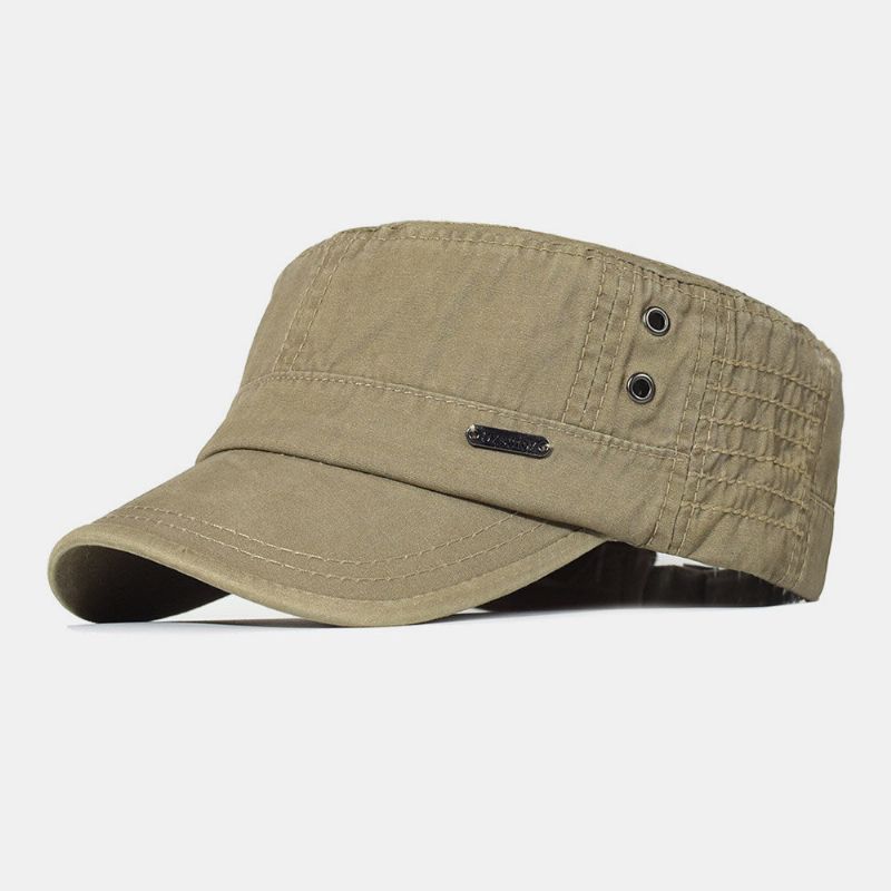 Casquette À Visière En Coton Lavé Pour Hommes Lettres En Métal Casquette Militaire Casquette Plate