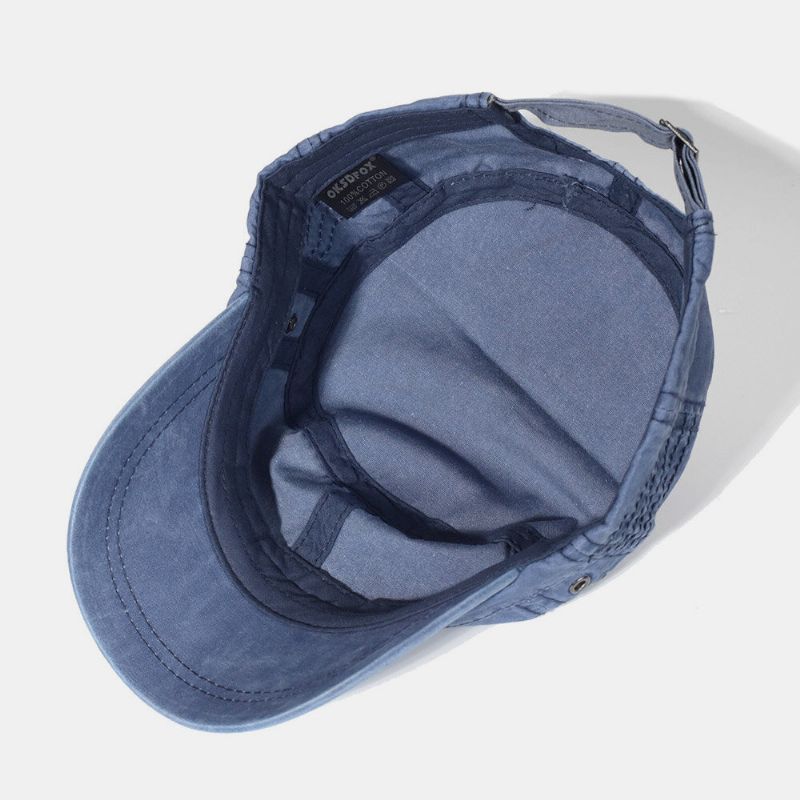 Casquette À Visière En Coton Lavé Pour Hommes Lettres En Métal Casquette Militaire Casquette Plate