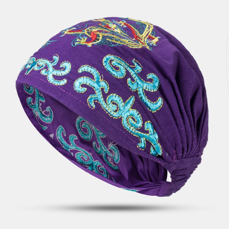 Casquettes De Bonnet Brodées Ethniques Pour Femmes Bonnes Casquettes Turban Respirantes Élastiques Vintage