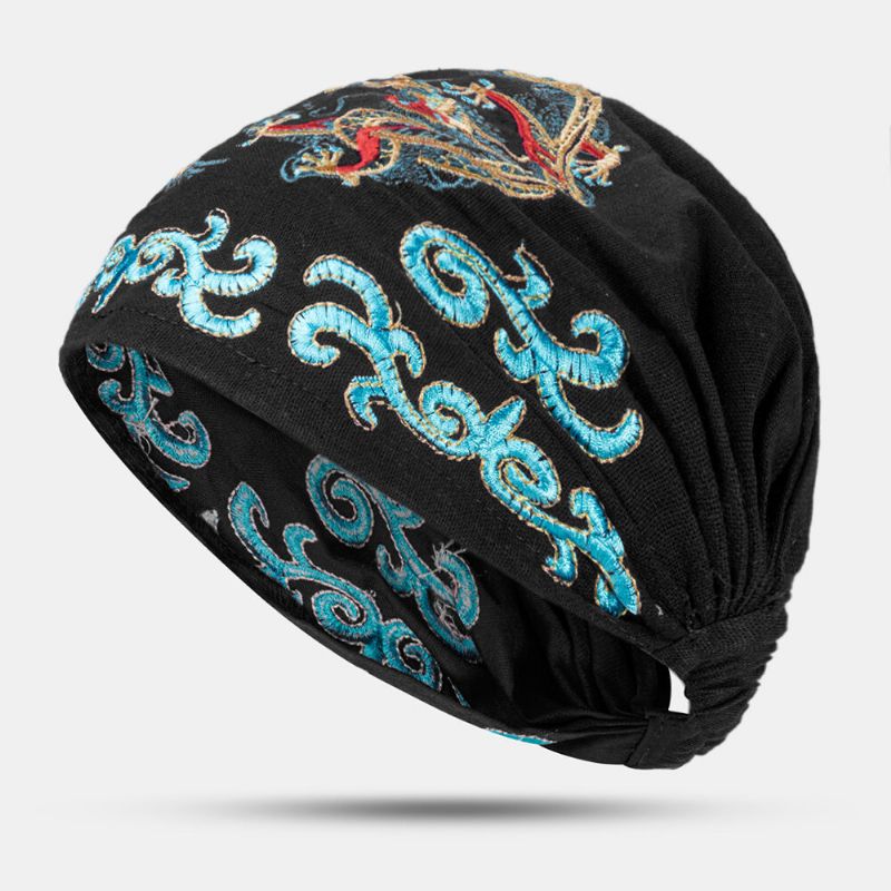 Casquettes De Bonnet Brodées Ethniques Pour Femmes Bonnes Casquettes Turban Respirantes Élastiques Vintage