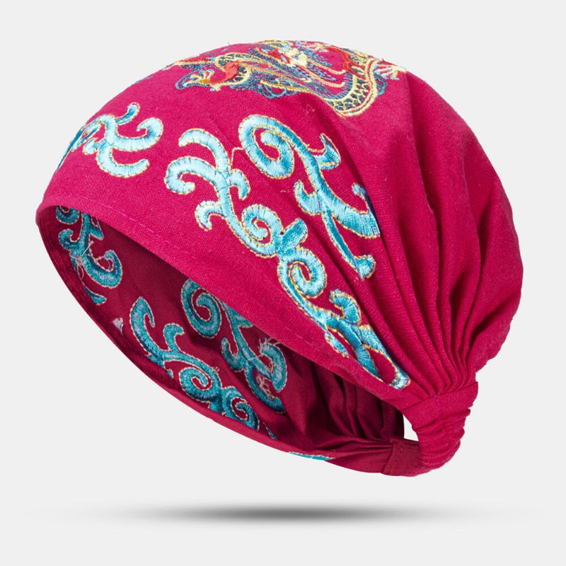 Casquettes De Bonnet Brodées Ethniques Pour Femmes Bonnes Casquettes Turban Respirantes Élastiques Vintage