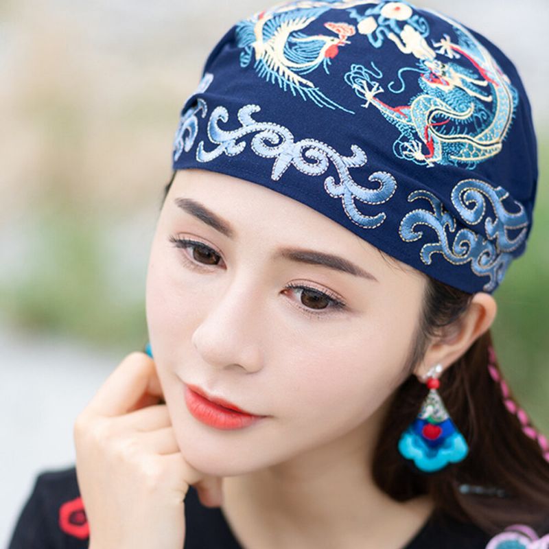 Casquettes De Bonnet Brodées Ethniques Pour Femmes Bonnes Casquettes Turban Respirantes Élastiques Vintage