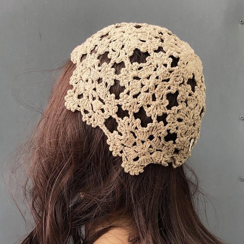 Casquettes De Bonnet Crochetées À La Main Pour Femmes Chapeau Turban Pliable Décontracté Littéraire Rétro