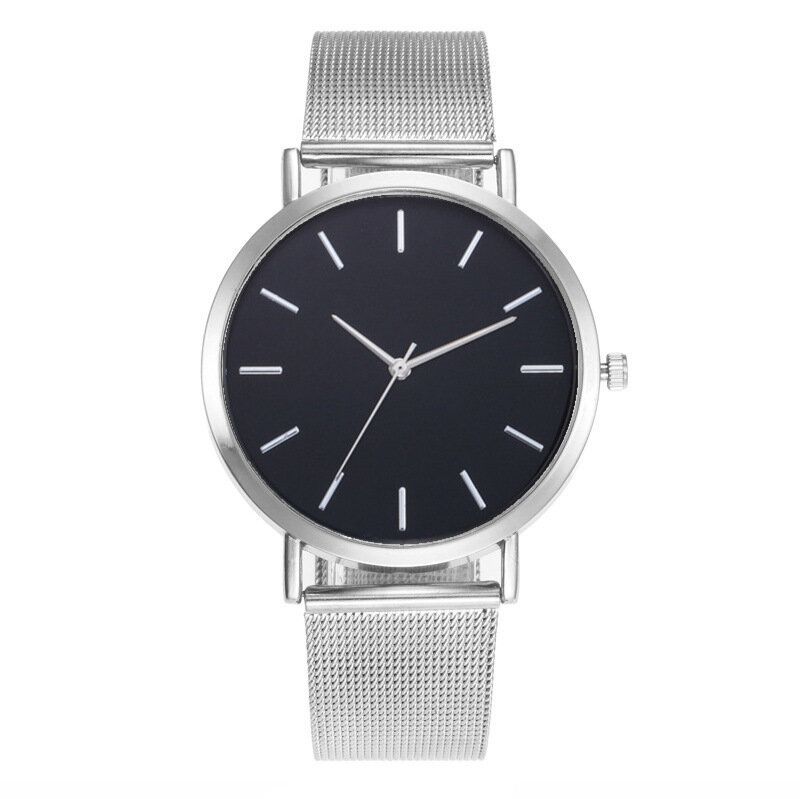 Casual Business Women Watch Full Alloy Case Mesh Band No Number Dial Quartz Watch