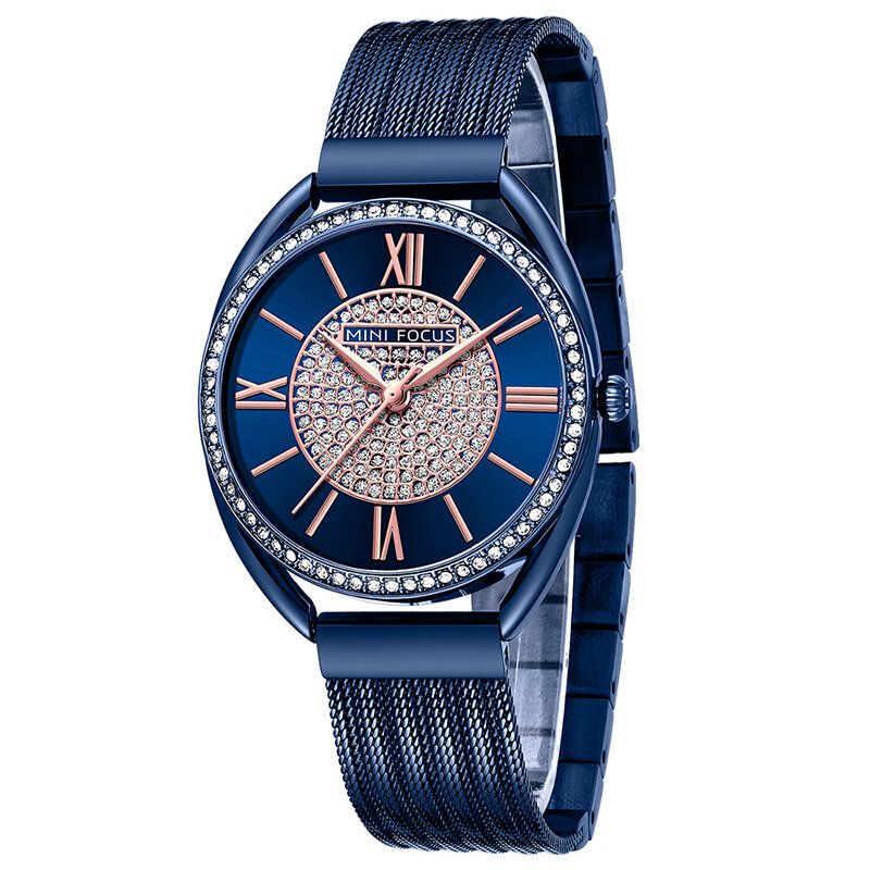 Casual Élégant Strass Décoration Cadran 3atm Étanche Femmes Montre-bracelet À Quartz Montre