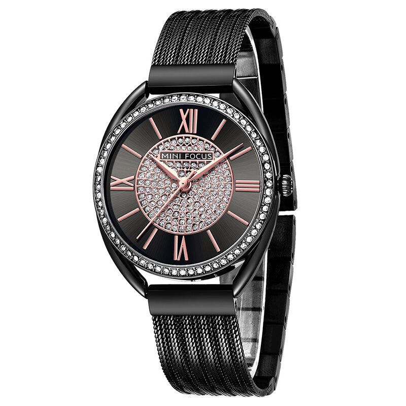 Casual Élégant Strass Décoration Cadran 3atm Étanche Femmes Montre-bracelet À Quartz Montre