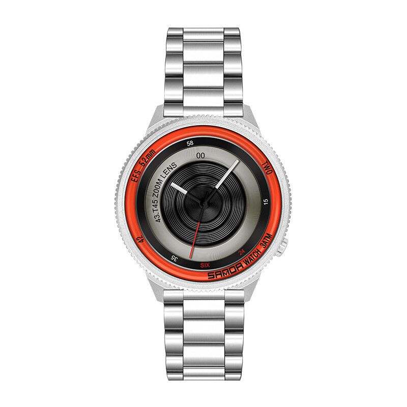 Casual Fashion Men Creative Camera Dial Bracelet En Acier Inoxydable Étanche Montre À Quartz