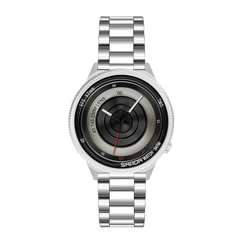 Casual Fashion Men Creative Camera Dial Bracelet En Acier Inoxydable Étanche Montre À Quartz