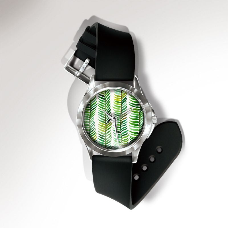 Casual Paysage Imprimé Hommes Montre Forêt Feuilles Fleurs Motif Femmes Montre À Quartz