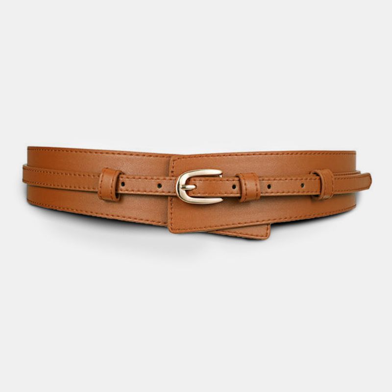 Ceinture Large Décorative En Cuir Pour Femme Avec Boucle Ardillon De Couleur Unie