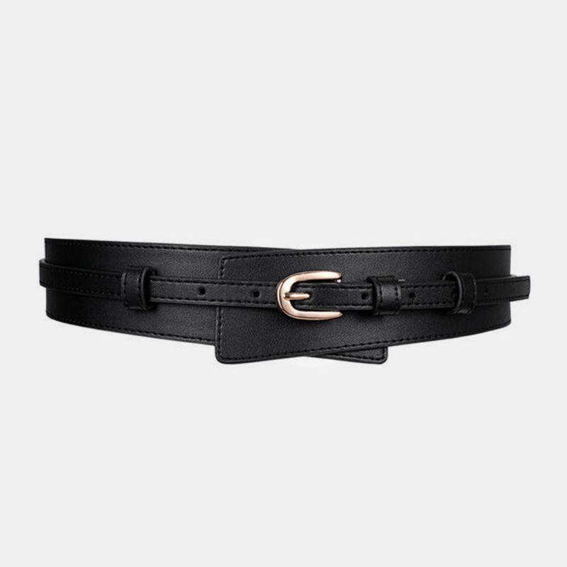 Ceinture Large Décorative En Cuir Pour Femme Avec Boucle Ardillon De Couleur Unie