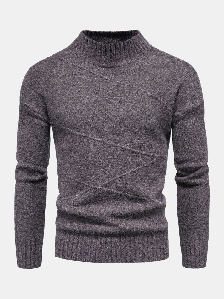 Chandails Tricotés À Manches Longues Simples De Couleur Unie Pour Hommes