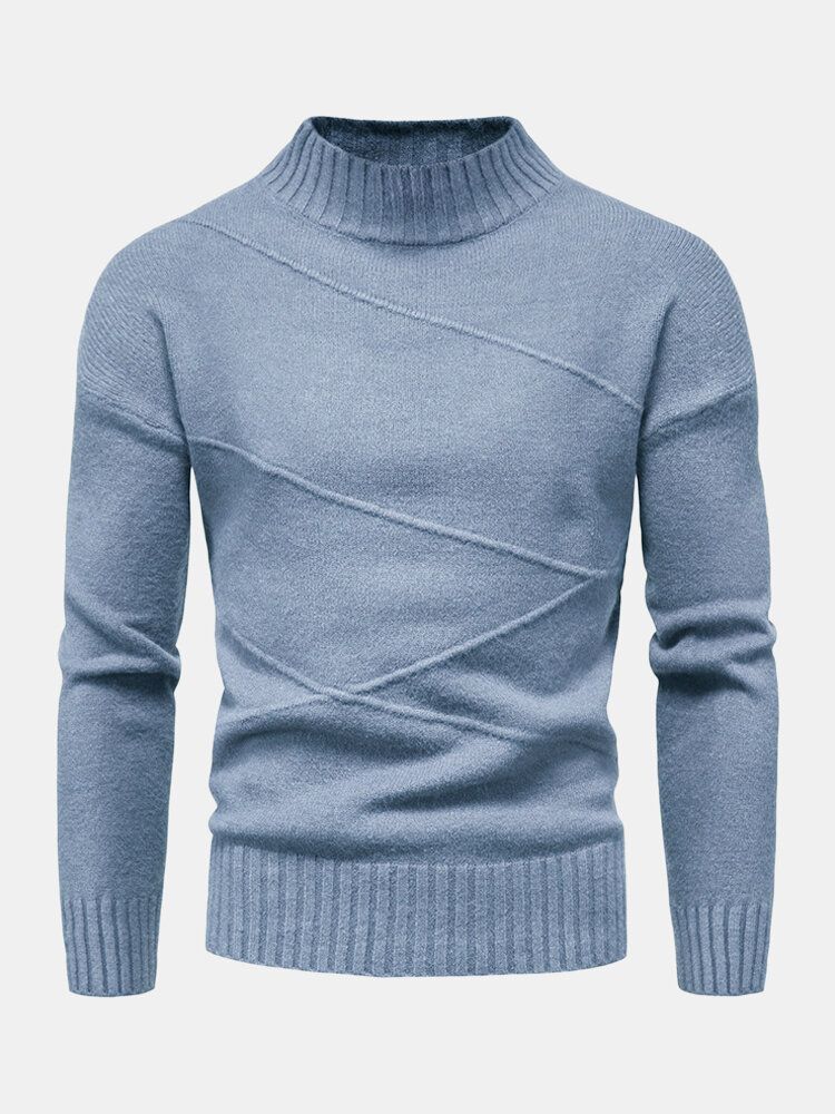 Chandails Tricotés À Manches Longues Simples De Couleur Unie Pour Hommes