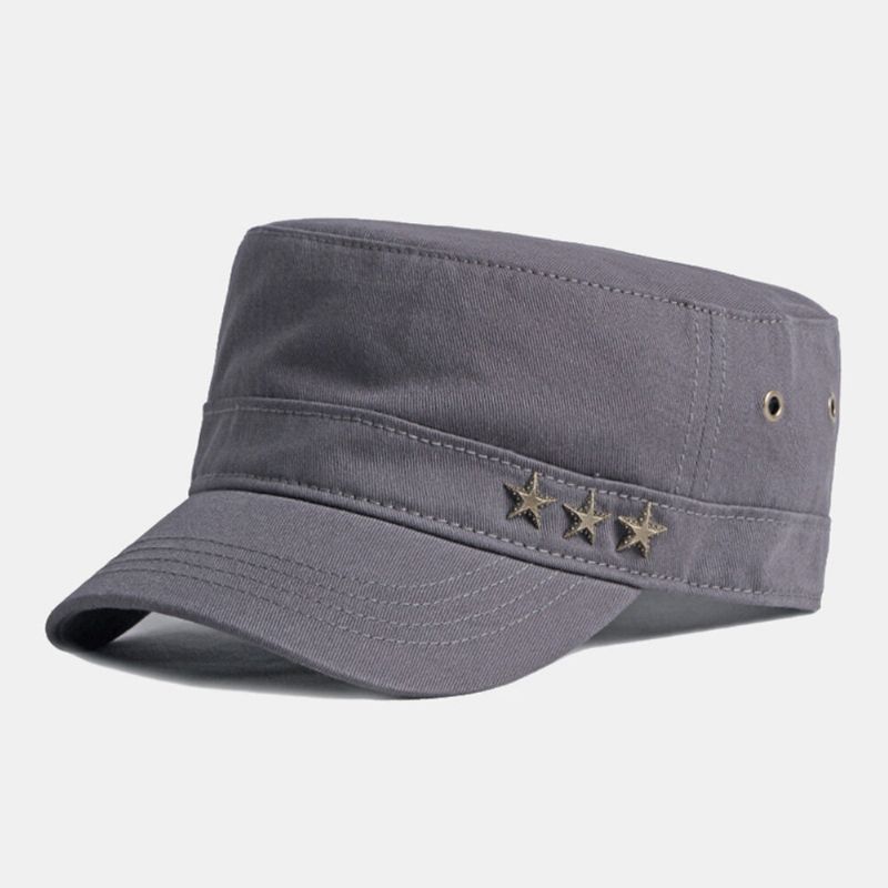 Chapeau Haut-de-forme Plat À Bord Incurvé Réglable Pour Hommes Casquettes Militaires Coupe-vent En Coton Pare-soleil