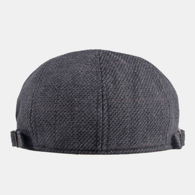 Chapeau Octogonal À Motif De Treillis À Bord Court Pour Hommes British Retro Side Boucle Réglable Casquette De Peintre Béret Casquette Plate