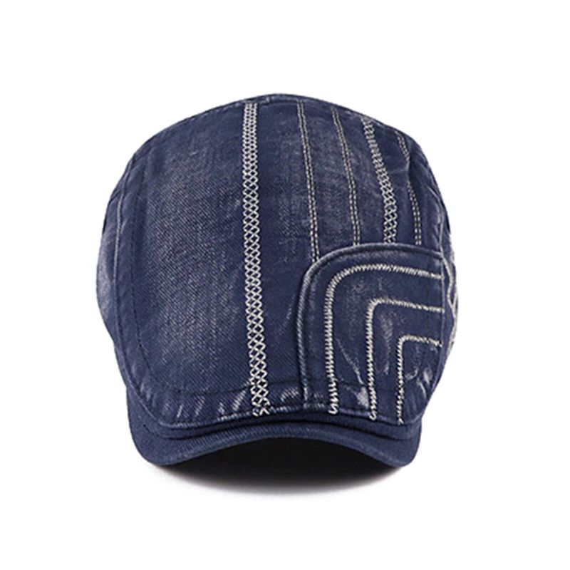 Chapeau Plat Béret Décontracté En Denim De Coton Lavé Neutre Vieilli