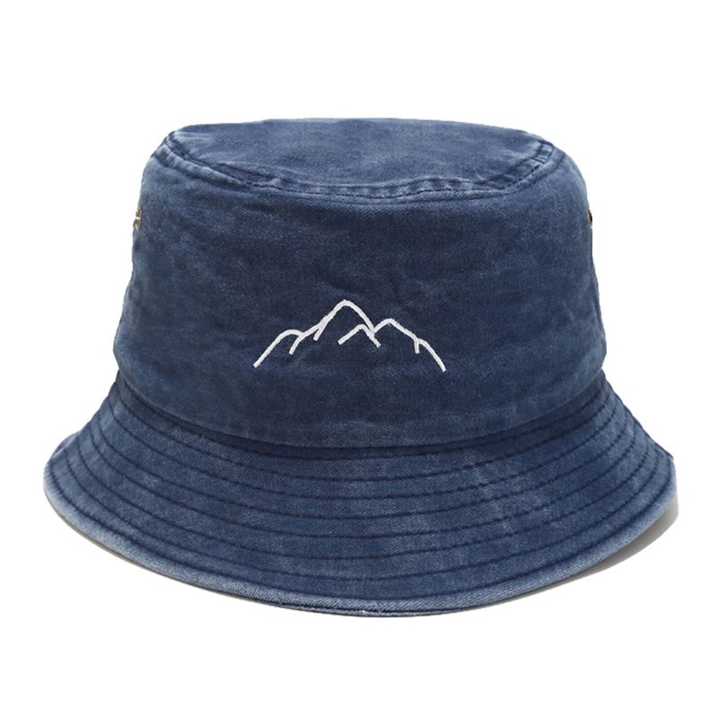 Chapeau Seau Brodé Vintage En Coton Lavé Pour Homme Sports De Plein Air Alpinisme Chapeau De Pêche