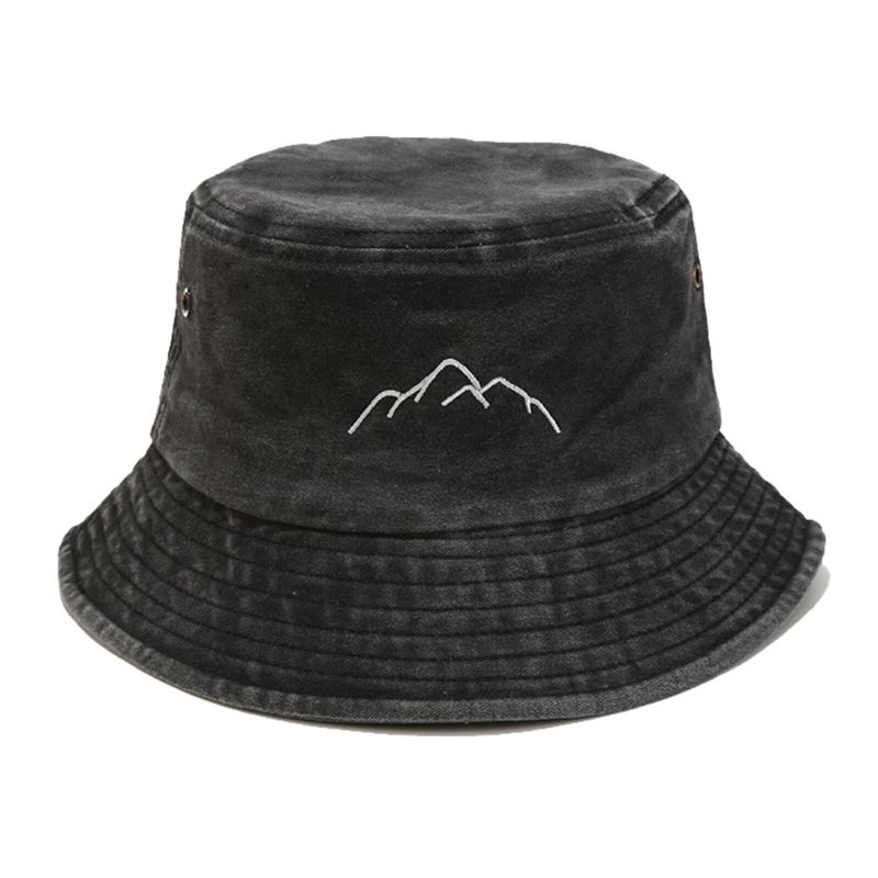 Chapeau Seau Brodé Vintage En Coton Lavé Pour Homme Sports De Plein Air Alpinisme Chapeau De Pêche