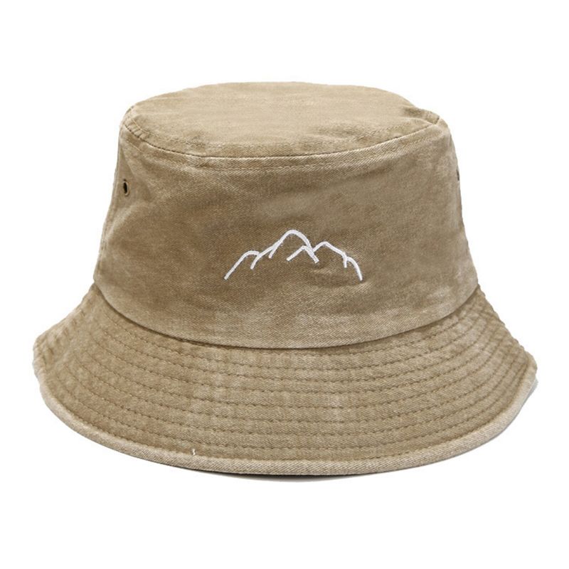 Chapeau Seau Brodé Vintage En Coton Lavé Pour Homme Sports De Plein Air Alpinisme Chapeau De Pêche