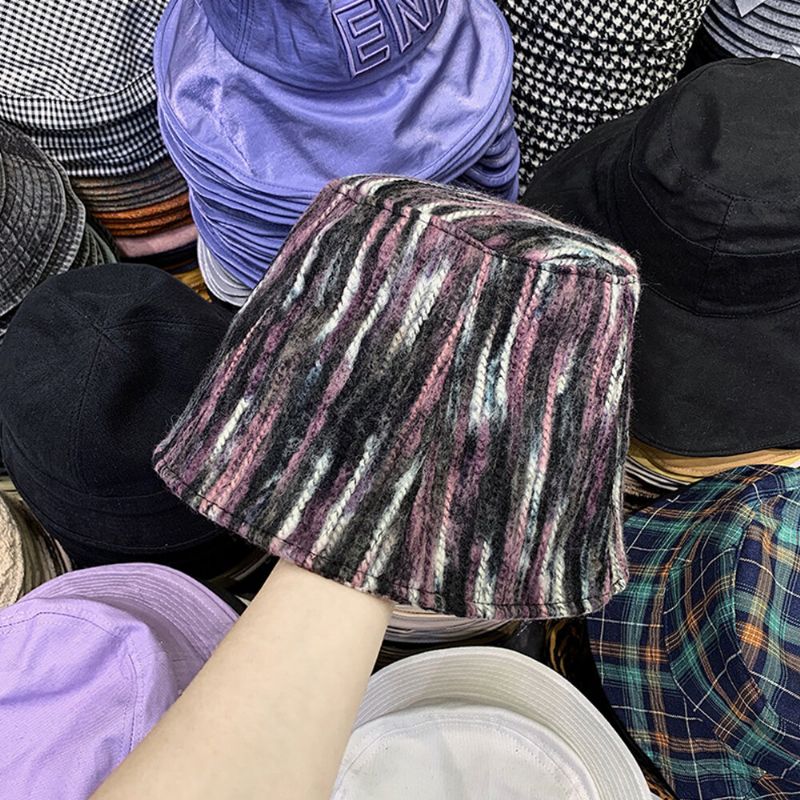 Chapeau Seau Coloré En Laine Pour Femme