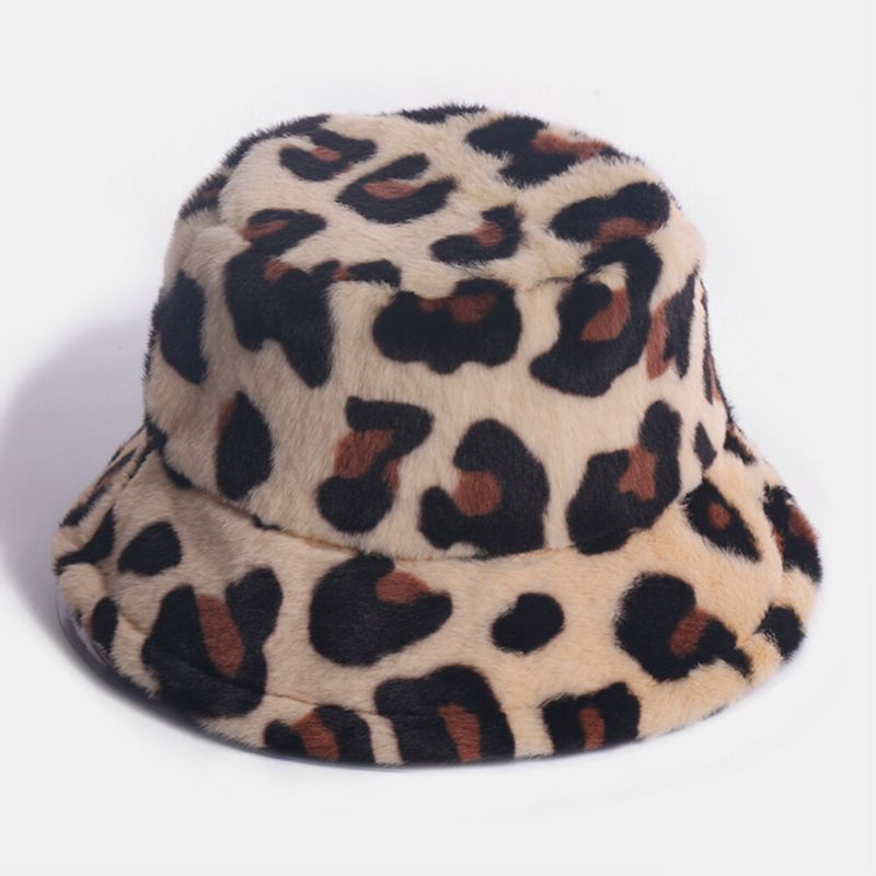 Chapeau De Seau Décontracté Chaud Pour Femme Motif Léopard