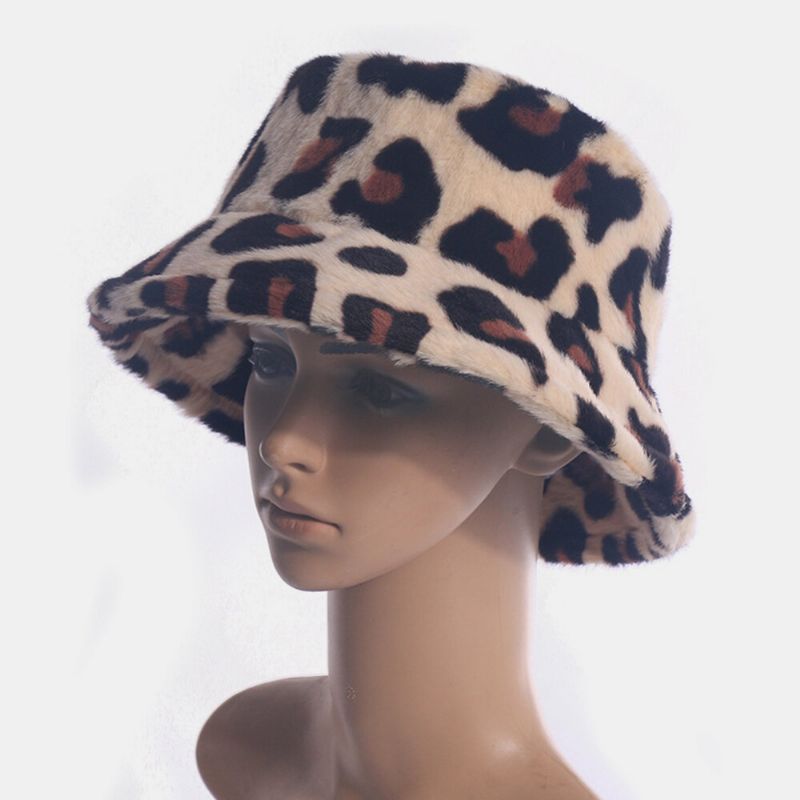 Chapeau De Seau Décontracté Chaud Pour Femme Motif Léopard