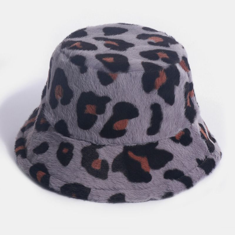 Chapeau De Seau Décontracté Chaud Pour Femme Motif Léopard