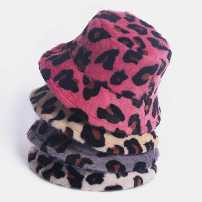 Chapeau De Seau Décontracté Chaud Pour Femme Motif Léopard